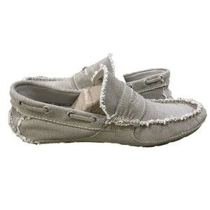 True Religion Distressed Look Slip On Canvas Loafers Drivers Shoes - Men's 7.5
